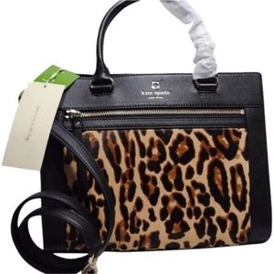 Kate Spade Black Purse Romy Satchel Leopard